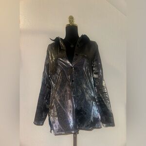 Metallic Silver Women's Button Down
